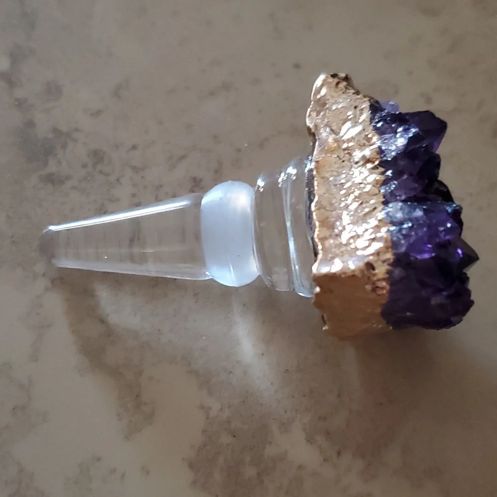 Genuine Amethyst Crystal Bottle Stopper nwot